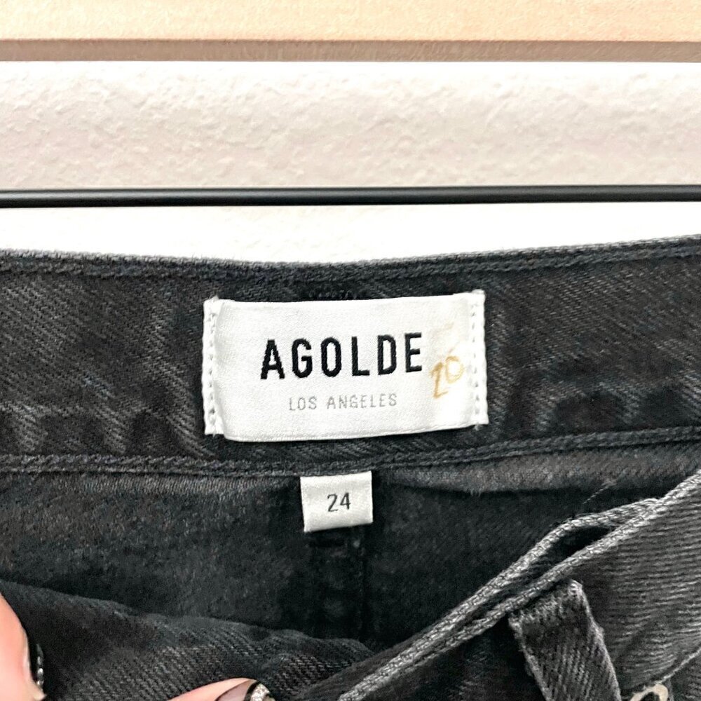 AGOLDE Criss Cross Upsized Jean In Shambles Black Denim Size 24 - Picture 3 of 6